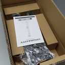 UPGRAVITY Dual Monitor Stand with Built-in Power Outlet, Vertical Stack Freestanding Monitor Mount for 13-32 inch Flat Curved Computer Screen, Metal Base, Height Adjustable, Max VESA 100x100mm