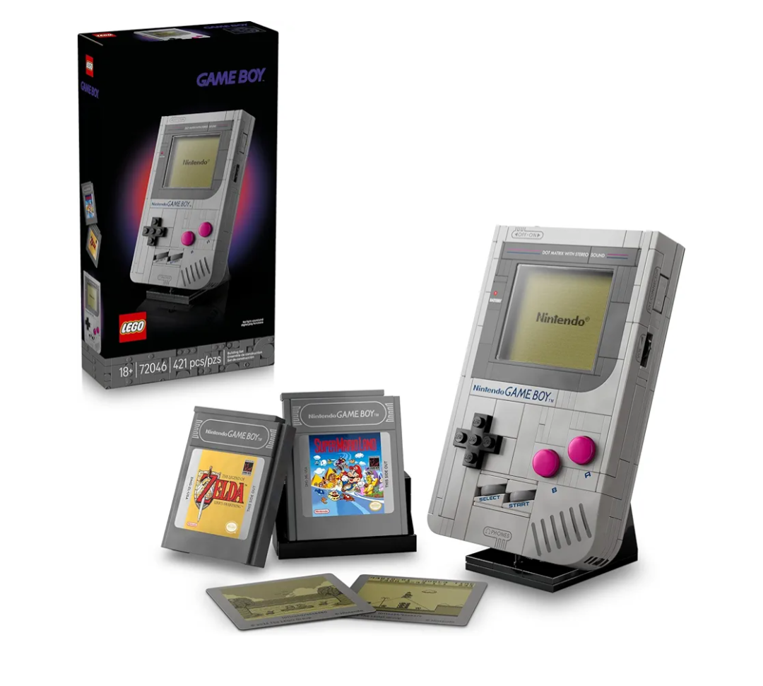 LEGO Super Mario Game Boy - Retro Building Sets for Adults, Ages 18+ - Gifts for Valentines Day for Him - Collectible Model with Game Paks and Display Stand - 72046