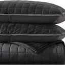 Vera Wang- King Quilt Set, Super Soft Bedding Set with Matching Shams, Modern Room Essentials (Diamond Black, King)