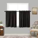 KOUFALL Brown Bathroom Curtains for Window 24 Inch Length Rod Pocket Small Curtains for Kitchen Chocolate Coffee Brown