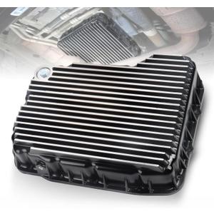 228052110 Heavy Duty Transmission Pan Compatible with Dodge Ram 2500 3500 6.7L Cummins 68RFE, Cast Aluminum Oil Pan with 3 Quart Extra Capacity & Neodymium Magnetic Drain Plug, Brushed Finish