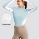 FitsT4 Sports Womens Equestrian Shirts Thumbholes Long Sleeve Horse Riding Shirts Quick Dry UPF50+ Riding Top Half Zip (Blue, XL)