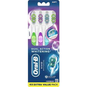 Oral-B 3D White Stain Eraser, 4 count SOFT manual tootbrush pack, Removes Stains, Whitens Teeth, Tongue and Cheek Cleaner Oral-B 3D White Stain Eraser, 4 count SOFT manual tootbrush pack, Removes Stains, Whitens Teeth, Tongue and Cheek Cleaner