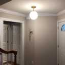 Globe Semi Flush Mount Ceiling Light Fixture Globe Ceiling Light Milk Glass Matte Gold Finish Contemporary Mid Century Modern Lighting for Hallway Living Room Kitchen Bedroom Storage(Bulb Included)