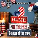 4 Pcs 4th of July Patriotic Wooden Tiered Tray Decor, 250th Anniversary Independence Day Decorations Gifts for Home, Memorial Day Red White Blue Table Centerpiece for Office Party Shelf Kitchen
