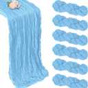 6 Pack Baby Blue Fall Table Runner 10ft Boho Gauze Fabric Cheesecloth Table Runner 35 x 120 Inch Rustic Sheer Runner for Romantic Wedding Decor Baby Shower Party Table Centerpiece Decorations