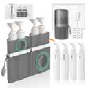 Travel Bottles for Toiletries, TSA Approved Travel Shampoo and Conditioner Bottles with Suction Cups, Gray
