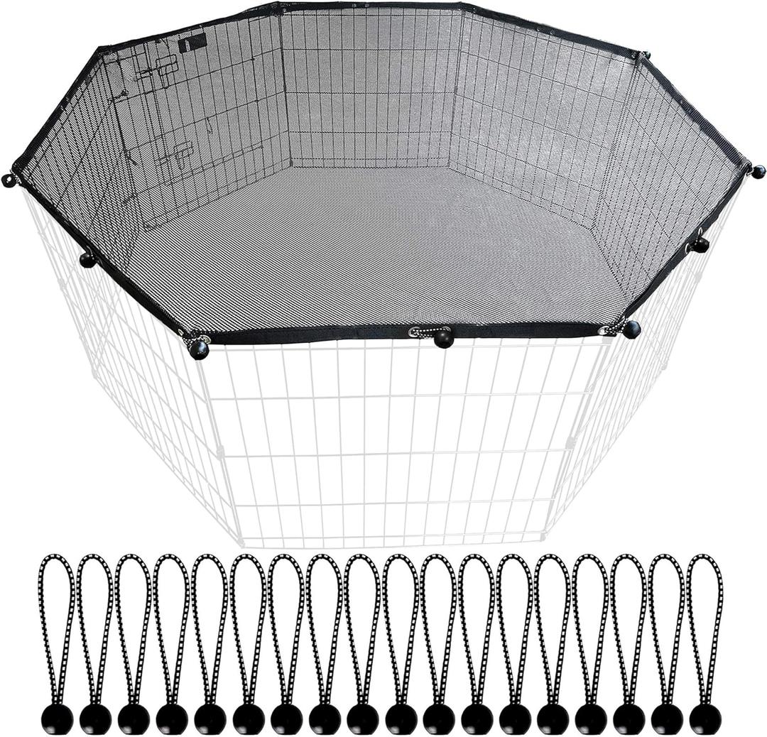 Universal Octagonal Dog Playpen Top Cover, Provide Shade and Security for Pets Outdoor and Indoor, Fits All 24" Wide 8 Panel Pet Exercise Pen (8x24 W Cover, Mesh)