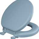 Mayfair Padded Toilet Seat, Cushioned Soft Vinyl over Wood Core Seat, Secure Hinges, Easy Clean, Made in USA, Round, Sky Blue