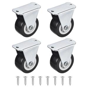 PATIKIL 1.25" Rigid Caster Wheels, 4 Pack Silent Fixed Plate Casters with M4 Screw Load Capacity 88Lbs for Furniture Workbench Cart Trolley One Direction Rolling, Black (NO Brake)