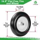 (2-Pack) Fits 4.80/4.00-8, 3.50/2.50-8, 4.00-6, 4.00-8 Wheelbarrow Wheels,14.5" Wheelbarrow Flat Free Tire, with 3/4" & 5/8" Bearing,3" Hub for Garden Cart Trolley Wagon Lawn Mower