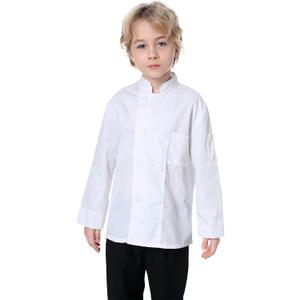 TopTie Kid's Chef Coat For Cook Uniform Halloween Costume (10-12, White)