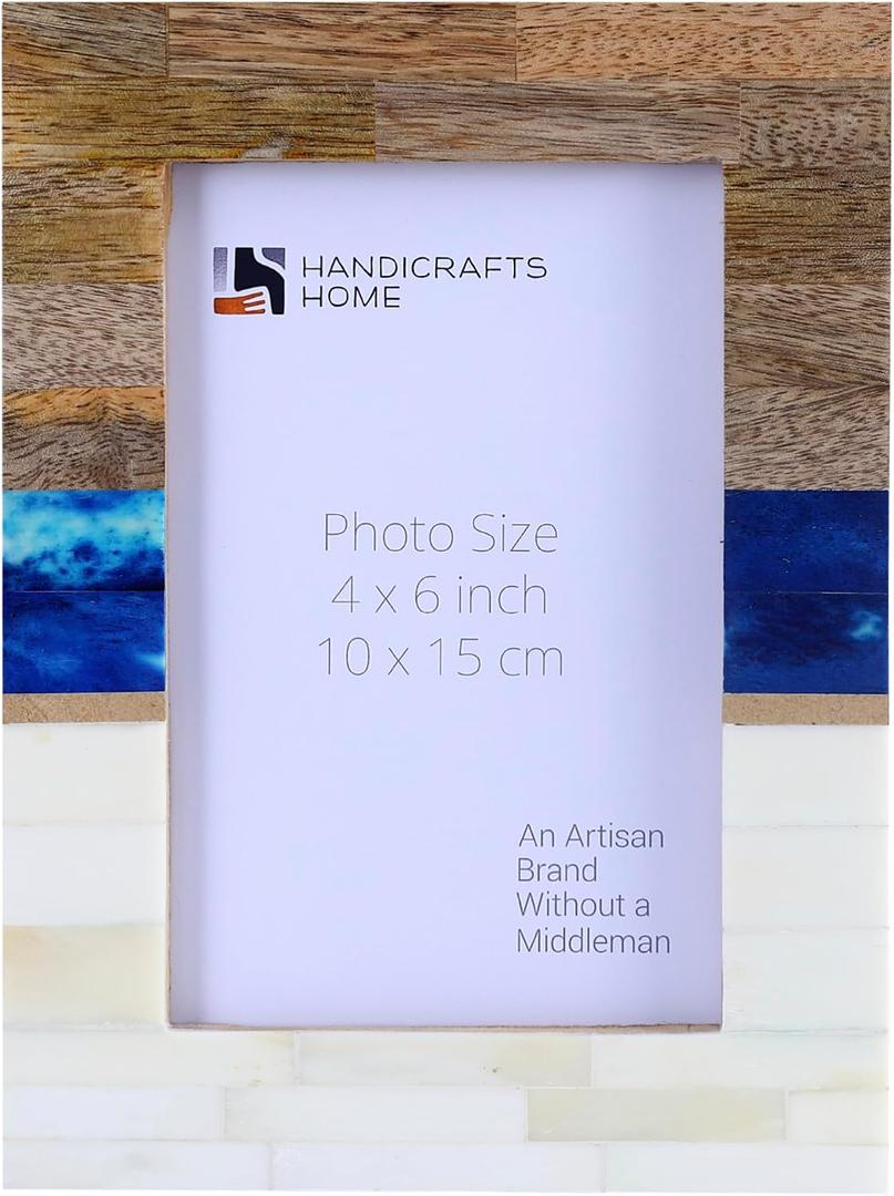 Handicrafts Home 4x6 Picture Frames - West-Coast-Malibu Collection - Vintage Style Wall Hanging - Farmhouse Photo Frame for Living Room, Home Decor, Pre Wedding, Family Picture, Handmade Gift
