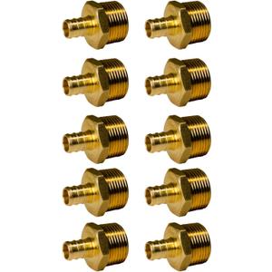 XFITTING 1/2 inch Pex x 3/4 inch Male NPT Adapter, 24-4-4=10X, 10 Pieces