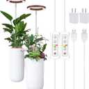 yadoker Plant Grow Light, LED Growing Light Full Spectrum for Indoor Plants,Aluminum Walnut Wood Grain Plant Lights,Height Adjustable, Automatic Timer, 5V Low Safe Voltage,Idea for Large Plant Light (2 Pack)
