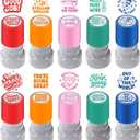 10PCS Round Teacher Stamps for Classroom-No Ink, Self-Inking Rubber Stamp for Grading Homework Behavior Stamp for Office Stationery Word Encouraging Comments Reward Supplies