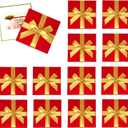 Fullhawl 12 Pcs Christmas Card Holder Boxes with Bow Xmas Greeting Card Present Wrap Boxes Money Holders Party Favor Decor for Wedding Xmas Party Supplies Decorations(Red)