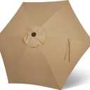Blissun 7.5ft Patio Umbrella Replacement Canopy, Market Umbrella Top, Outdoor Table Umbrella Canopy for 6 Ribs (Tan)