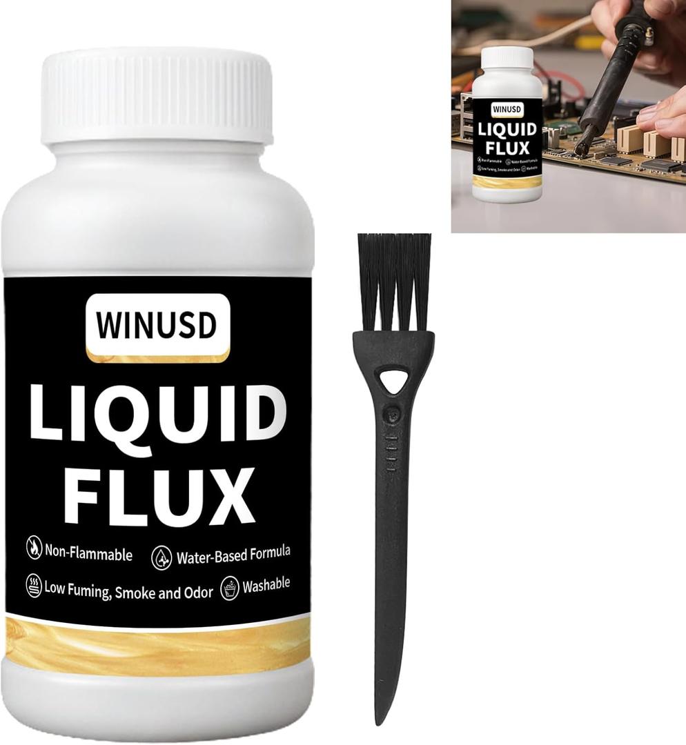 Liquid Solder Flux(200 ml/8 Oz.) | Water-Based No-Clean Liquid Flux for Soldering Electronics | Lead-Free Liquid Solder for SMD/BGA/IC/PCB Repairing, Stained Glass Repair Solder Work | Soldering Tools