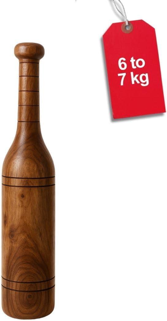 KNK Wooden Indian Club Mugdar Strength Training Fitness Club Babool Wood (6 to 7 KG)