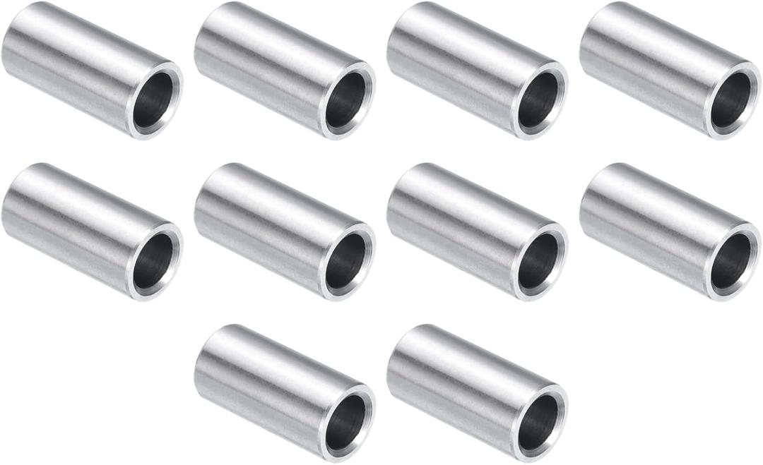 uxcell 10pcs Stainless Steel Spacer 1/4" Bore x 3/8" OD x 3/4" Length Screw Standoff Bushing Plain Finish Round Metal Spacer for 1/4 Screws Bolts and Rods