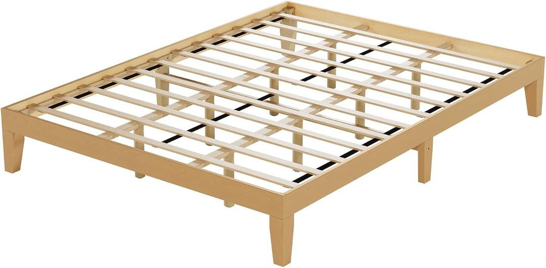 12 Inch Wood Platform Bed FrameSturdy Full Size Bed Frame with Wood Slat Support, No Box Spring Needed,Rustic Pine