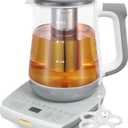 Health pot, Office, Household, Electric Kettle with Infuser, Temperature Control,12 Functional Procedures for Fruit, Flower Tea & Coffee, Glass Large 1.8 Liters of CapacityGrey