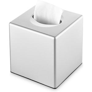 Y-in Hand Tissue Box Cover, Square Facial Tissue Holder Storage for Bathroom Vanity, Countertops, Dressers, Night Stand, Parlors and Offices - Silver
