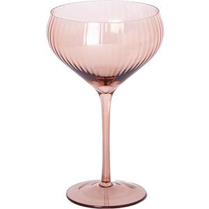 Mary Square 47876 Clear Rim 5 Ounce Durable Ribbed Glass Stemmed Coupe Champagne Cocktail Drink Beverage Cup, Bar Cart Accessory, Everyday & Party Drinkware, Kitchen Home Dcor, Rose Pink