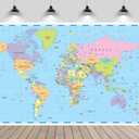 5ftx4ft World Map Photography Backdrop Boys Adventure Map Backdrop Travel Party Decorations Around World Party Birthday Baby Shower Background Fabrics Wallpaper Photobooth Studio Props (5x4FT, B1-C180)