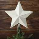 Civaner 10 Inch Metal Rustic Christmas Star Tree Topper Vintage Star Tree Topper Farmhouse Metal Christmas Treetop Decorative for Xmas Holiday Party Ornament Home Indoor Decoration(White)