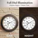 Pytha Sight 24 Inch Outdoor Clocks Waterproof, Large Easy-to-Read Illuminated Outdoor Wall Clock with Smart Light Sensor, Silent Large Outdoor Clock for Patio, Pool,Porch,Garden,Backyard