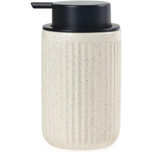 BosilunLife Dish Hand Soap Dispenser - Liquid Pump Soap Dispenser for Bathroom 12oz Ceramic Kitchen Dish Dispenser with Rust-Proof Liquid Pump Modern Refillable Lotion Bottles, Beige