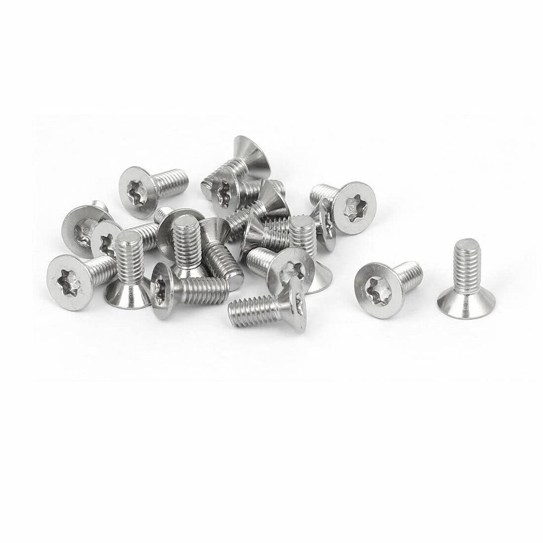 Tool parts M4 x 10mm 316 Stainless Steel Flat Torx Head Machine Screw Silver Tone 20pcs