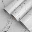 48x354inch Extra Wide Black White Marble Wallpaper Peel Stick Glossy Thick Self-adhesive Furniture Sticker Granite Look Contact Paper Vinyl Wall Sticker Waterproof Heat-resistant Counter Top Covers