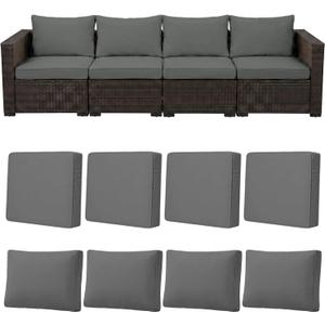8pcs Outdoor Patio Cushion Covers Replacement, 25.6" Zippered Outdoor Cushion Covers Waterproof, UV Resistant & Washable Patio Furniture Cushion Covers Waterproof for Patio Sectional, Lght Grayi
