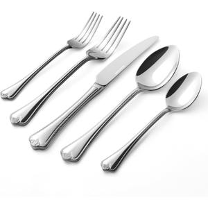 KINGSTONE Silverware Set, 40-piece 18/10 Stainless Steel Flatware Set Cutlery Set for 8, for Kitchen, Home, Wedding, Party, Mirror Polished and Dishwasher Safe, Featured Gifts