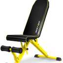 Adjustable Weight Bench,1000 LB Fast Folding Workout Bench for Home Gym Strength Training, Incline Decline Flat Utility Bench Press for Full Body Workout, Upright Storage Yellow Exercise Bench