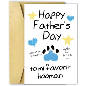 2 x OJsensai Cute Pet Fathers Day Card, Happy Fathers Day Gift from Cat Dog, Lovely Gift Ideas for Pet Lovers Owners
