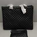 LOVEVOOK Lunch Tote Bag for Women, 15.6 Inch Laptop Bag with Insulated Lunch Compartment, Quilted Large Capacity Computer Handbag with Purse for Business, Work, Nurse, Office, Collage, Casual, Black