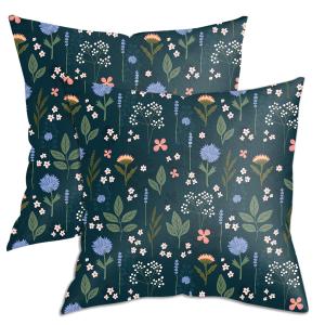 2 Pack Retro Forest Wildflower Throw Pillow Covers, 18x18 Pillow Cover, Decorative Couch Pillow Covers Flower Decor Pillowcase for Sofa Cushion Sofa Home Bedroom Bed Office Car Seat Living Room