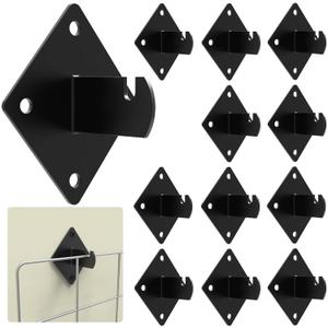 12 Pcs Gridwall Mount Brackets with Screws Metal Grid Panel Wall Mount Bracket Gridwall Brackets for Grid Panels Clothing Store Cloakroom Retail Display Wall (Black 12 PACK)