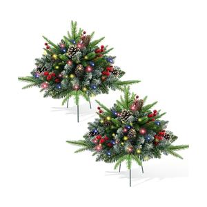 Artificial Christmas Tree for Outdoor Front Porch Decor, Real Touch Christmas Topiary, Realistic Potted Fake Faux Tree Plants for Indoor Garden Holiday Winter Decoration (19.6" Green)