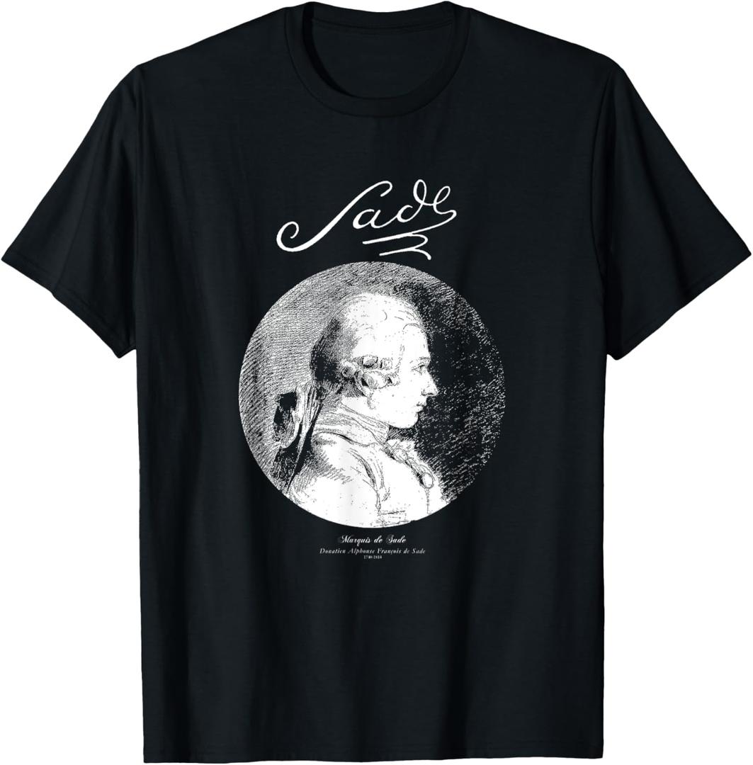 Sade-Marquis de Sade-French Writer,Books T-Shirt (Small, Black)