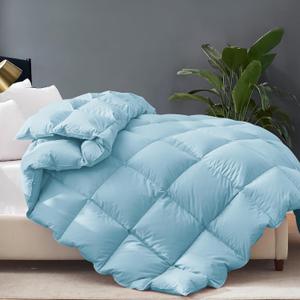 Cosybay King Size Feather Down Fiber Comforter Ultra Fluffy Duvet Insert, All Season Cotton Cover Luxury Hotel Bed Comforter with Corner Tabs, Blue 106x90 Inch