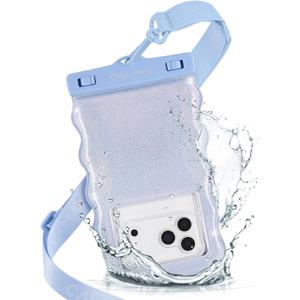 Case-Mate Wavy IP68 Waterproof Phone Pouch - Large Floating Phone Case w/Crossbody Lanyard - Cruise Ship Travel Essentials Compatible w/All Devices - Hidden Pocket for Card/Cash- Mist Twinkle