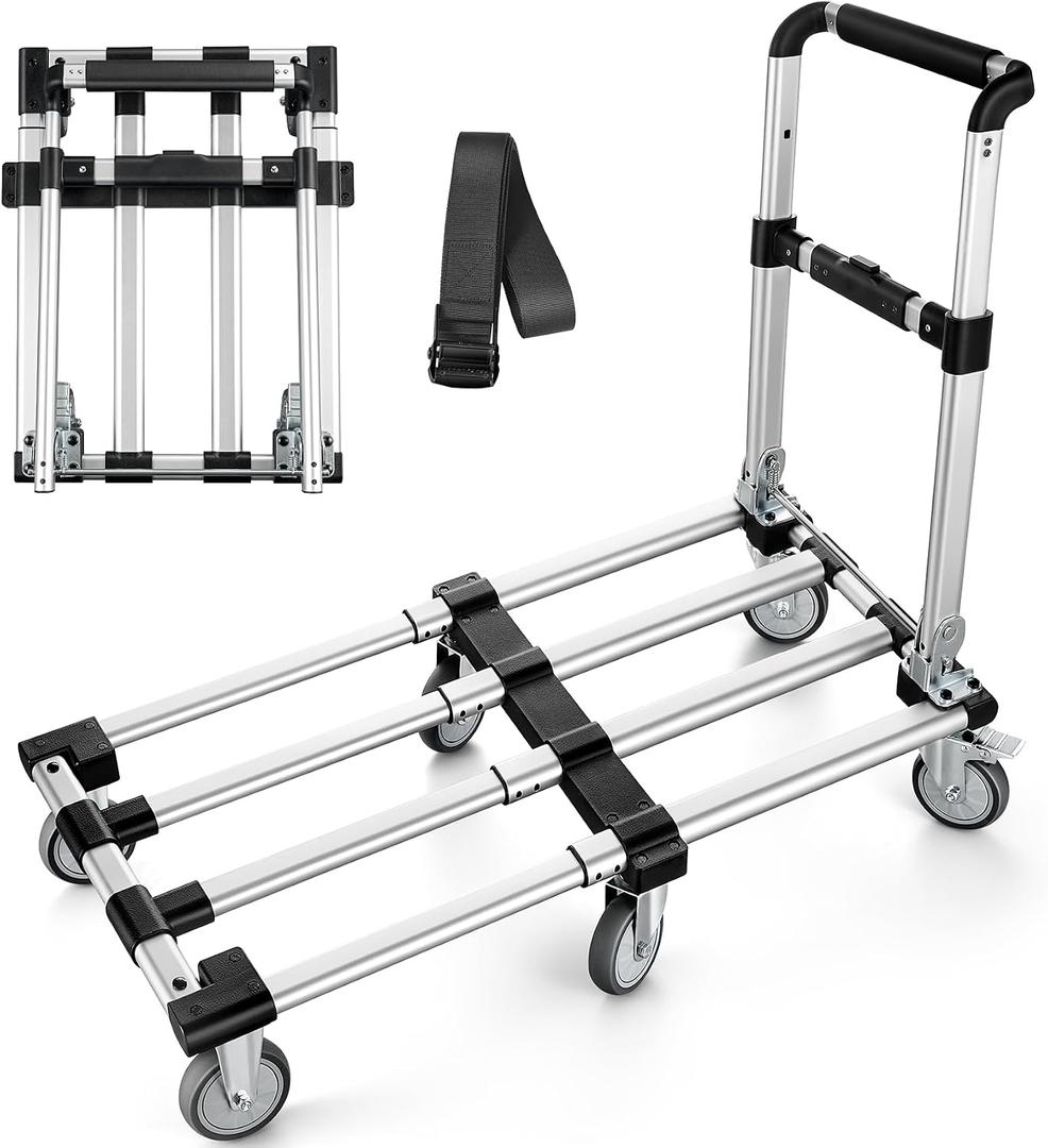 KEDSUM 500LB Heavy Duty Foldable Push Cart Dolly with 6 Wheels