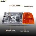 Headlight with Corner Lamp fit for Peterbilt 385/377 Trucks Halogen Headlights Headlamp Assembly Pair Left Driver and Right Passenger Side