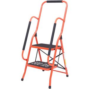 LUISLADDERS 2 Step Ladder, Folding Step Stool with Handrails, Step Ladder 2 Step Folding 500lbs with Widened Anti-Slip Pedal, Multi-use for Home Kitchen Office