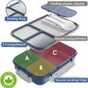 WHALEHOUSE Large Capacity Bento Box for Adult, 1700ML 3 Compartments Lunch Box with Utensil, Airtight Food Container with Lids for Meal Prep, Microwave/Dishwasher/Freezer Safe, On the Go (Dark Blue), Standard
